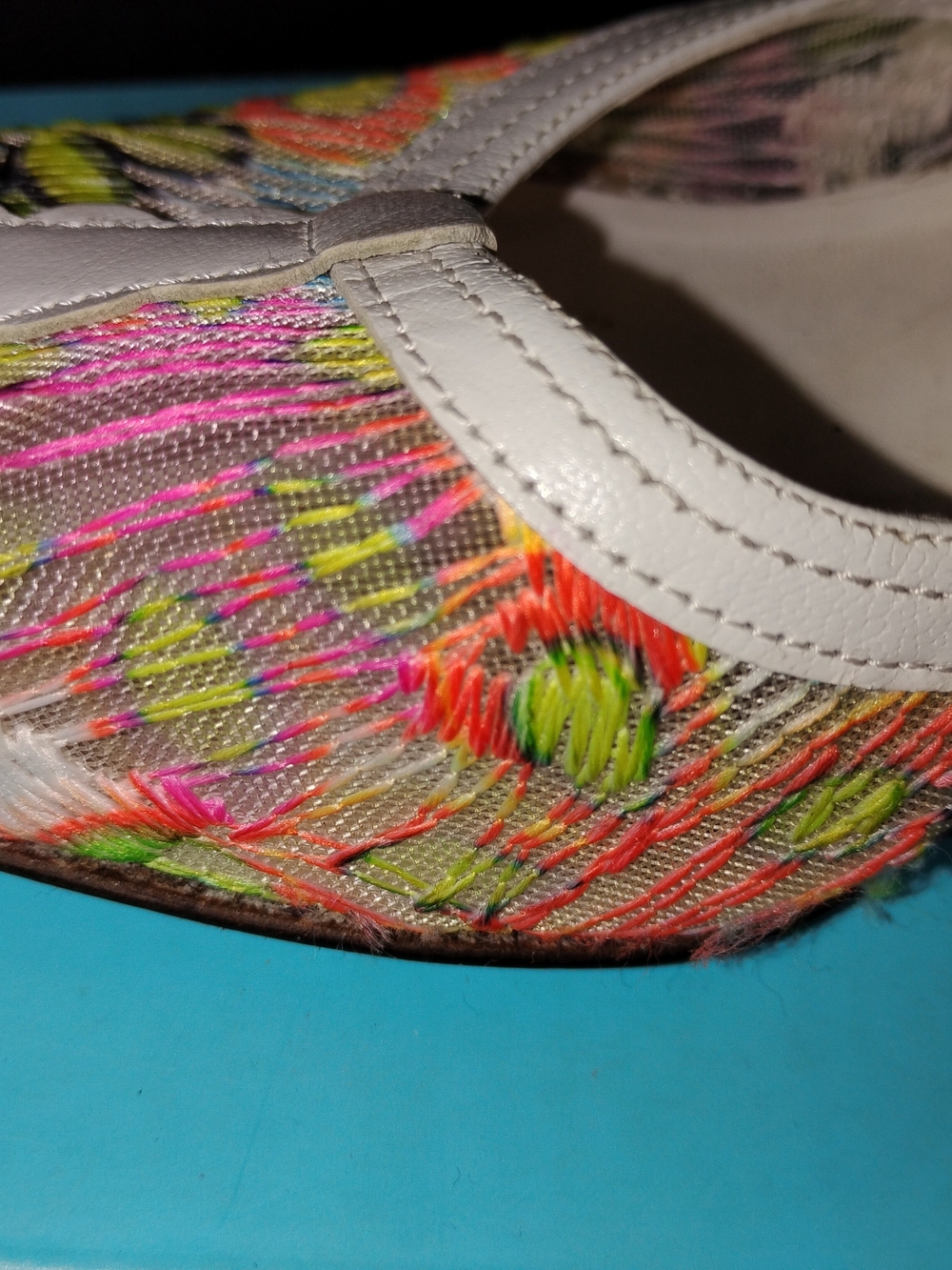Women's White Multicolor Slip-On Heals